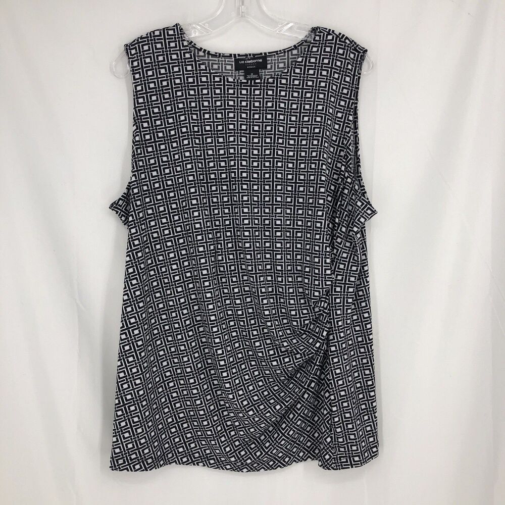 Liz Claiborne Career Sleeveless Black White Women Blouse Size 1X